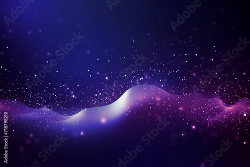 Digital purple particles wave and light abstract background with shining dots stars AI-generated Image