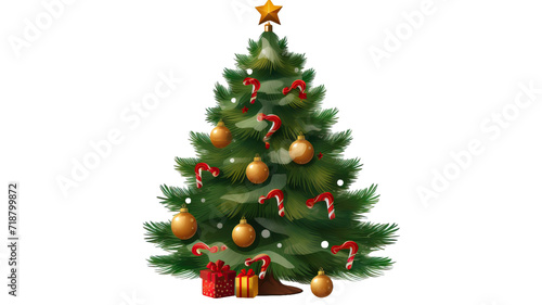 decorated Christmas tree isolated on white background © Pixel Town