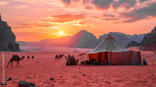 Fototapeta beduin camp in the desert