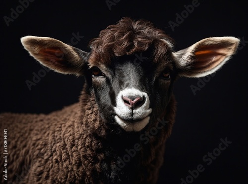 Studio Portrait of a Lamb in Black