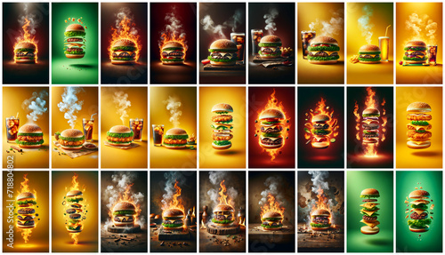 Mega collection of 27 social media story background burger. used for fast food restaurant advertising