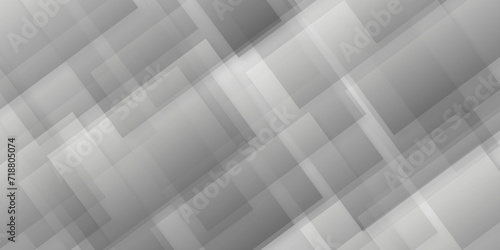 Abstract white and gray background design with layers of textured white transparent material in triangle and squares shapes. White color technology concept geometric line vector background.