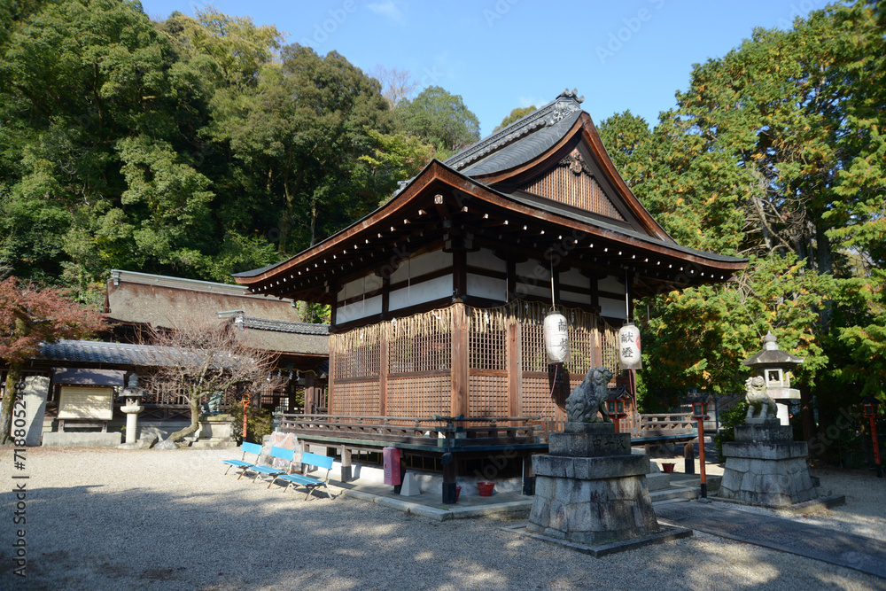 秋の長等神社　拝殿　滋賀県大津市三井寺町