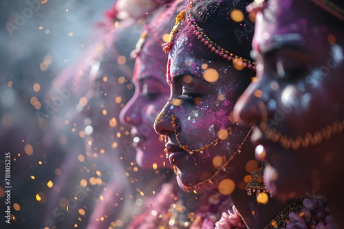 Holi traditional dances and rituals during the holi festival. photo