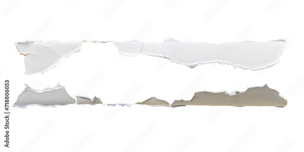 torn white paper with jagged edges elegantly placed on an isolated white background.