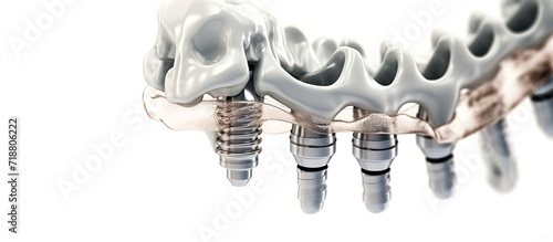 Full arch fixed dental prostheses on dental implant with black background. photo