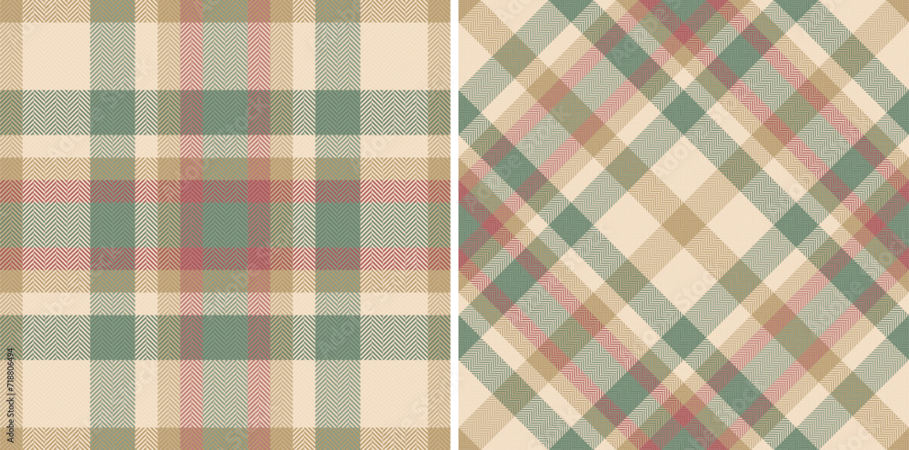 Pattern vector background of seamless plaid check with a fabric texture textile tartan. Set in novelty colors. Flannel shirt outfit ideas.