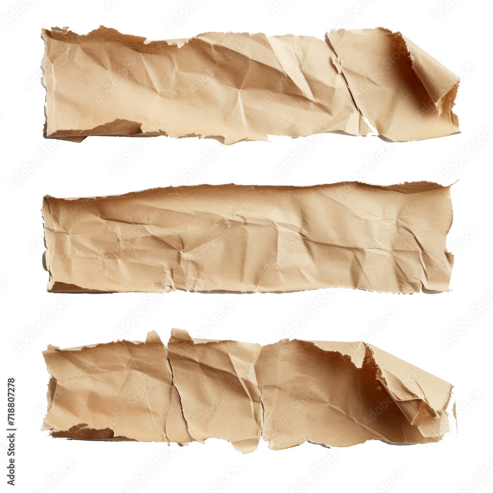 Pieces of ripped paper texture isolated