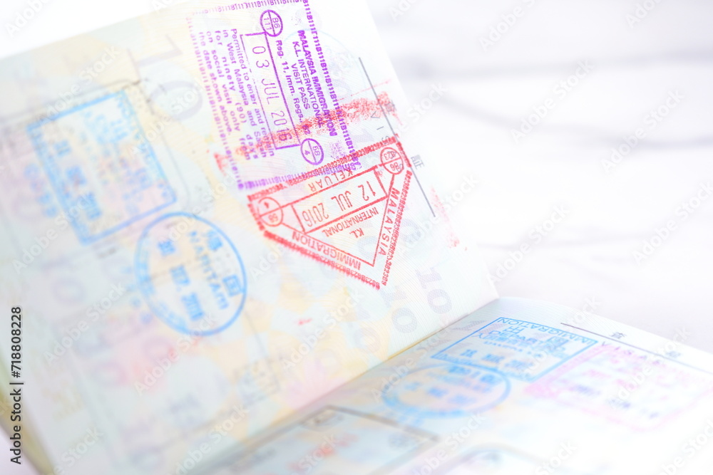 日本のパスポートの査証(ビザ)のページ Stock Photo | Adobe Stock