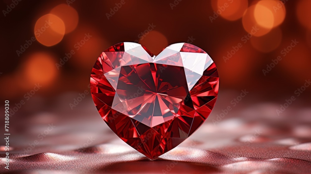 red heart-shaped diamond on a red background space red heart-shaped diamond on a red background space