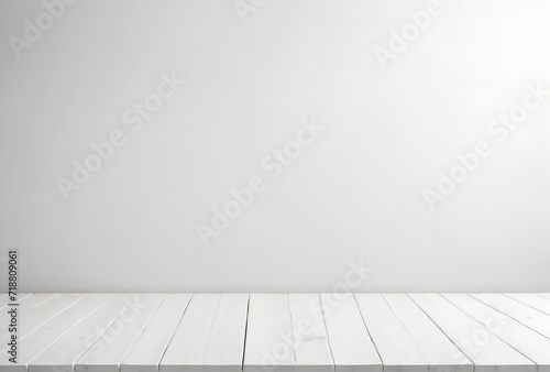 Empty room with wooden white floor, for display product background