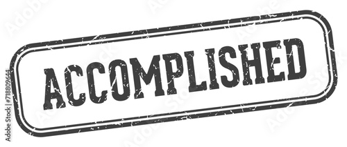 accomplished stamp. accomplished rectangular stamp on white background