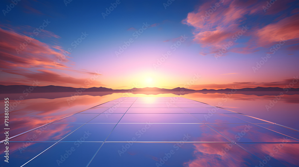 Perovskite Solar Cell, sunset, blue sky, angerl view, wallpaper and background. A perovskite solar cell (PSC) is a type of solar cell that includes a perovskite-structured compound.