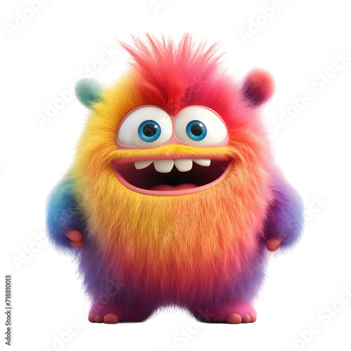 Obraz na płótnie Isolated 3d cartoon funny monster a white background. stuffed friendly cute monster beats. A parody, a caricature. 3d cartoon colorful character. w salonie