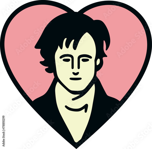 I Love Mr. Darcy - Man in Heart Shape Sticker Design photo