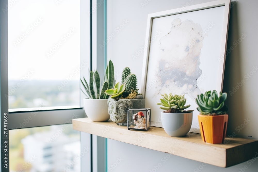 Fototapeta premium succulent display on a modern apartment ledge