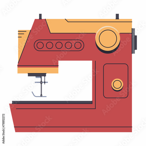 Household sewing machine vector cartoon illustration isolated on a white background.
