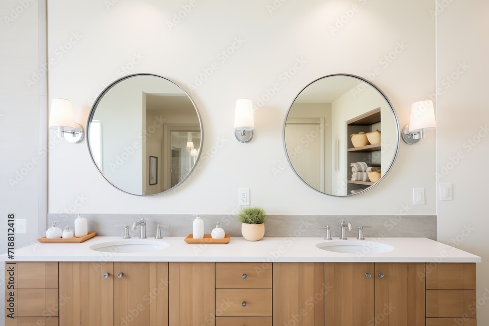 circular wall mirrors above a dualsink bathroom vanity circular wall mirrors above a dualsink bathroom vanity