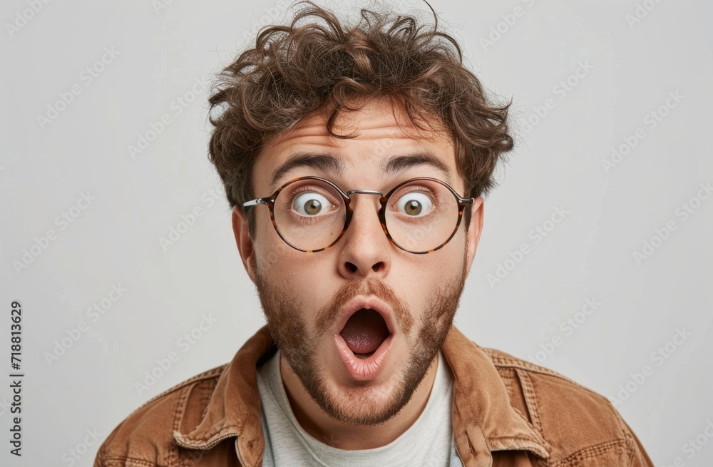 man making a surprised face while looking at camera man making a surprised face while looking at camera