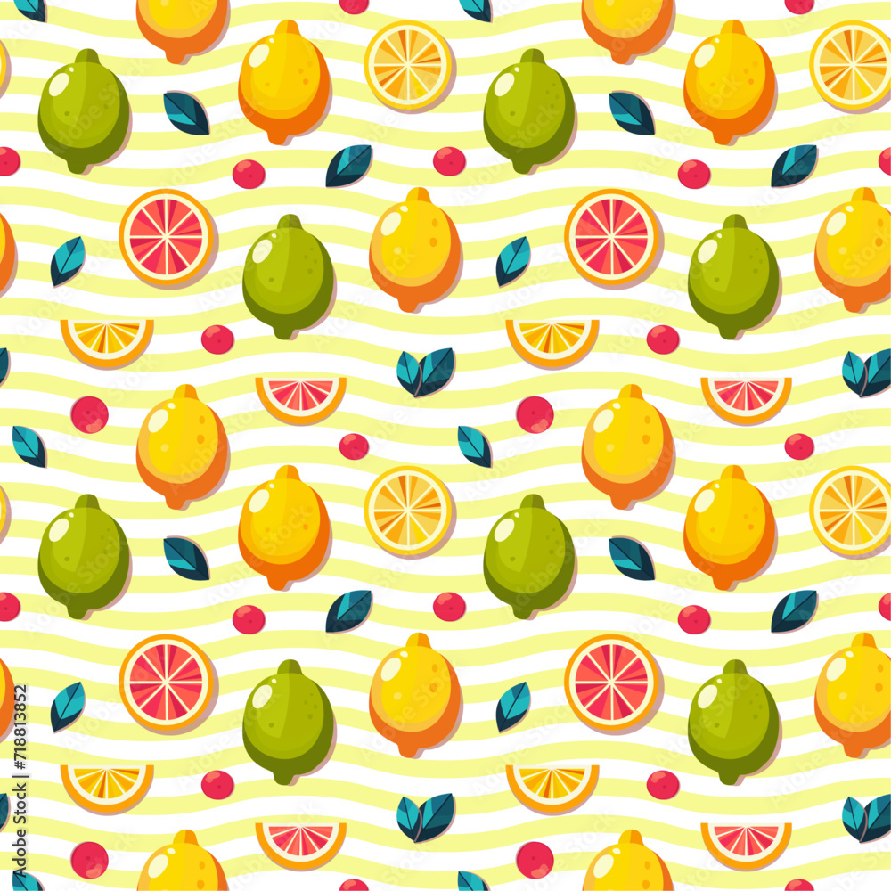 vector pattern lemon, leaves, slices, sour, yellow vector pattern lemon, leaves, slices, sour, yellow