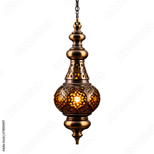 Hanging Arabic Lamp Isolated on Transparent Background