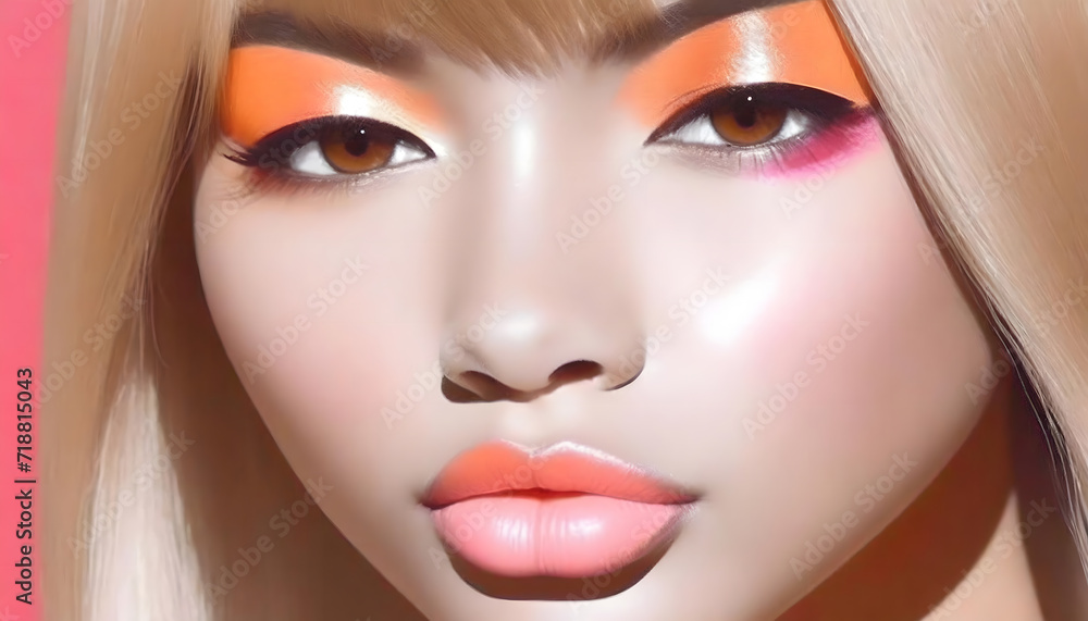 frau, model, close up, make-up, peach, fuzz, farbe, minimal, futuristisch, exotisch, abstrakt, photo, kosmetik, werbung, reklame, hautpflege, modern, neu, schön, lippen, salon, haut, creme, schminke frau, model, close up, make-up, peach, fuzz, farbe, minimal, futuristisch, exotisch, abstrakt, photo, kosmetik, werbung, reklame, hautpflege, modern, neu, schön, lippen, salon, haut, creme, schminke