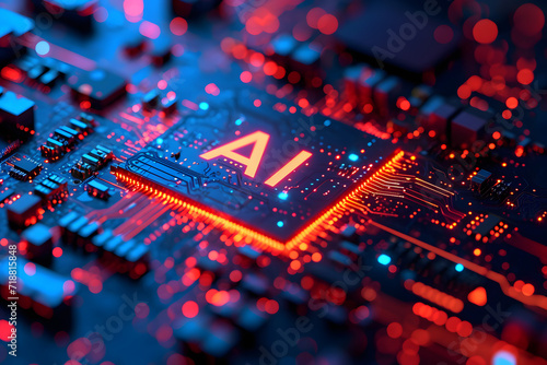 AI Electronic Tree Lights Circuit Board Technology Macro Closeup