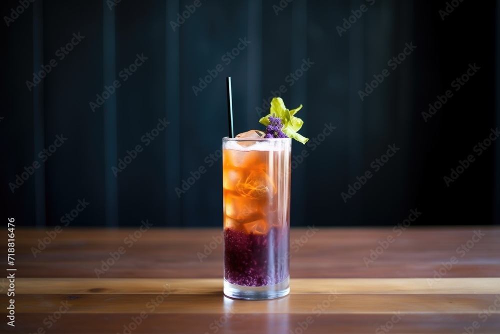 blackcurrant soda in a tall glass with a twist of lemon peel blackcurrant soda in a tall glass with a twist of lemon peel