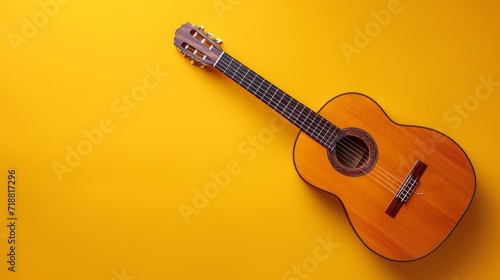 minimalist vivid advertisment background with handsome guitar musucian and co...