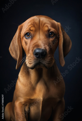 Portrait of cute dog against studio background