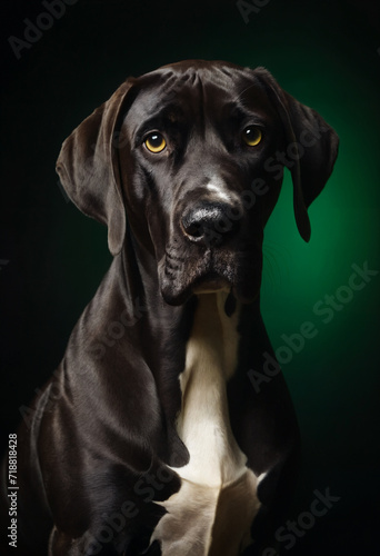 Studio portrait of a great dane dog  canine background