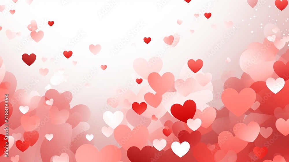 white background with colorful red and white hearts