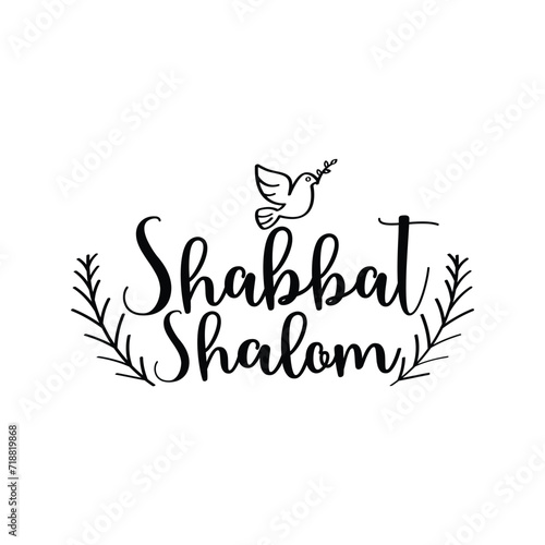 Hand Drawn Shabbat Shalom Calligraphy Text Vector Design.