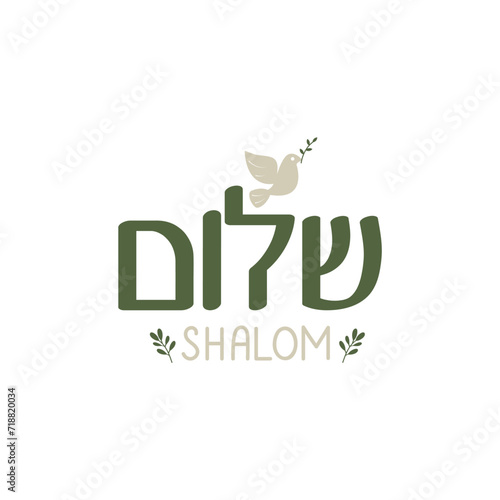 Hand Drawn Shalom Calligraphy Text Vector Design.