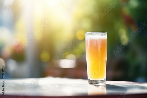 closeup of apple cider fizz in sunlight