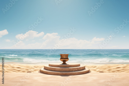 Tropical Beach Podium for Product Display