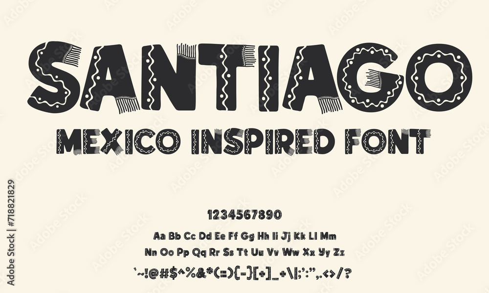 Santiago: A Stunning Handmade Typeface with Authentic Mexican Flair - Perfect for Themed Logos, Restaurants, and Cultural Designs