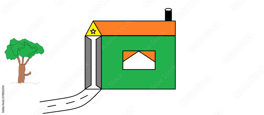 illustration of a house with a tree illustration of a house with a tree