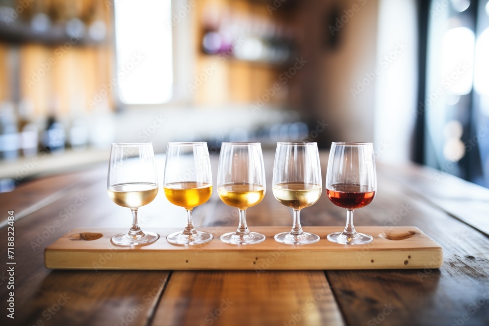 wine flight with sweet wine variety on a tray wine flight with sweet wine variety on a tray