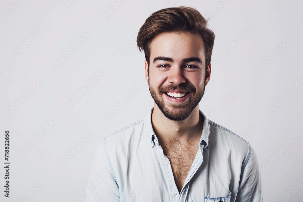 Obraz premium happy young man posing on white isolated background