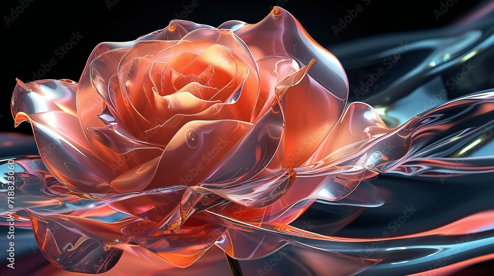 Obraz premium Futuristic 3D rendering of a close-up rose, pushing digital art boundaries for a visually compelling representation.