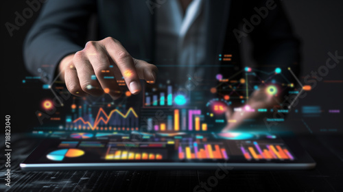 Business Data Analysis Touchscreen Interface. © vlntn