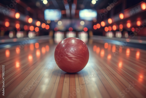 Billede på lærred bowling ball and pins on the table