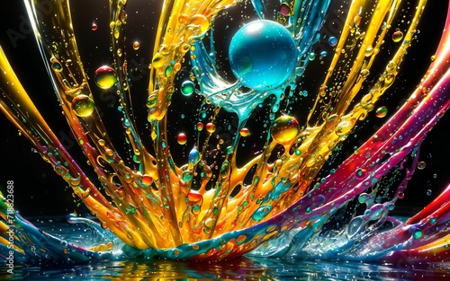 Dancing Colors Exploring Abstract Art and Fluid Dynamics Through Macro Photography ai generated © slumart
