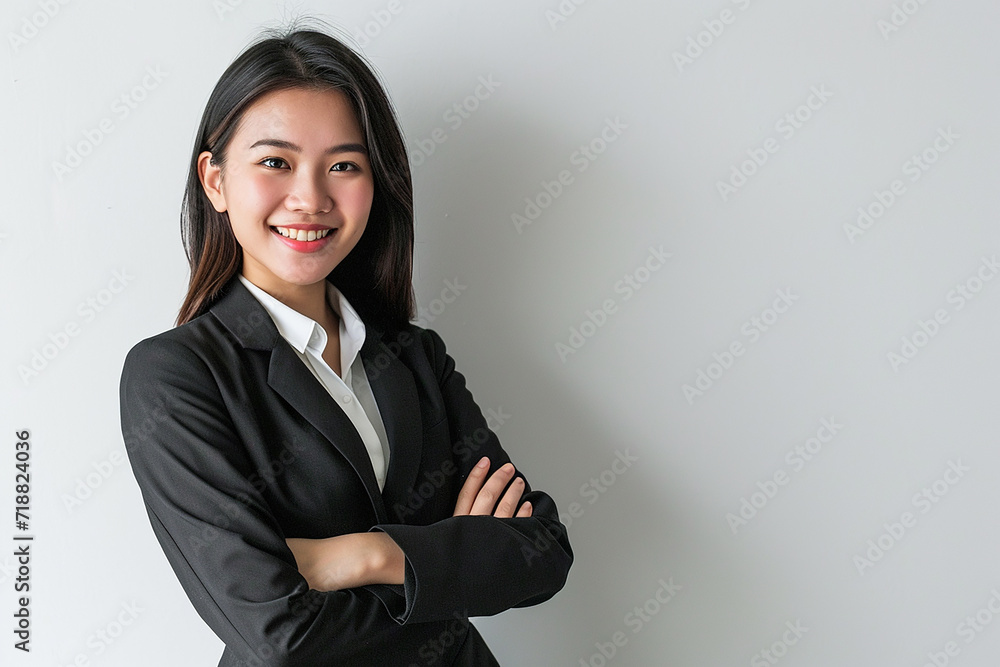 portrait of young woman arm crossed on white isolated background portrait of young woman arm crossed on white isolated background