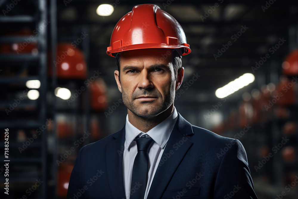 Generative AI picture of professional engineer worker wearing uniform in factory Generative AI Generative AI picture of professional engineer worker wearing uniform in factory Generative AI