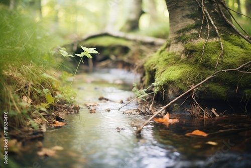 gentle stream flowing through a quiet woodland area