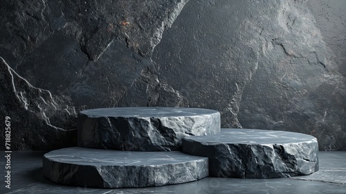 Realistic 3D stone theme podium for product display for products 