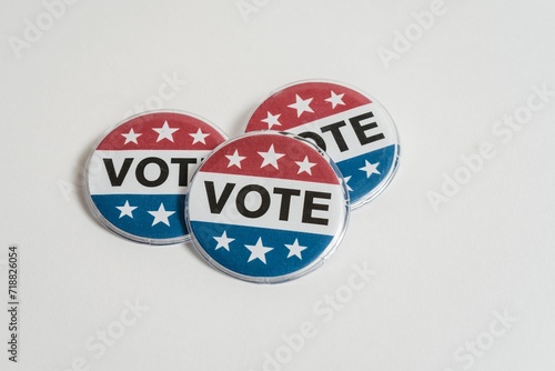 US Voting Badges on White Surface