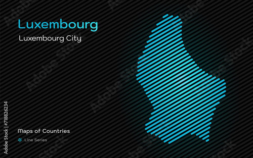 Luxembourg Map in a Line Pattern. Stylized simple vector map